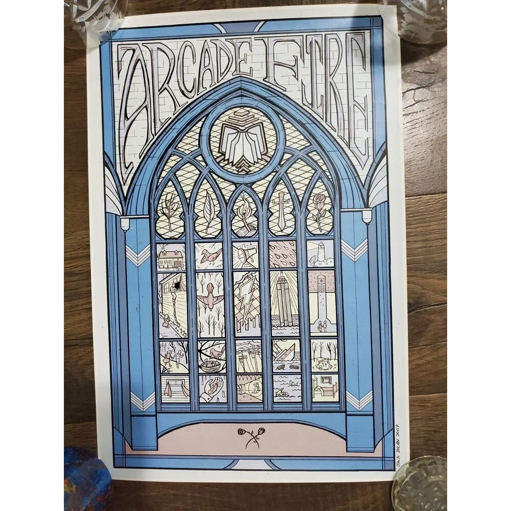 Arcade Fire Screen Print Concert Poster Stained Glass 2007 Jack Dylan RARE